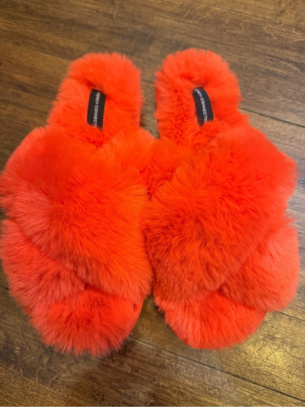 Faux Fur Slide Slippers NWOT- Bright Orange Size 7 Brand French Connection